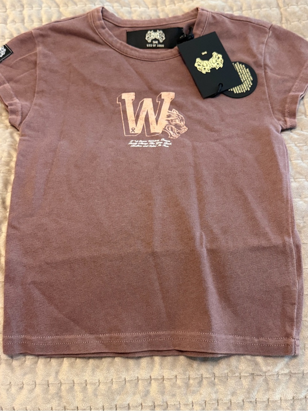 Darc Sport Keep On Fighting Baby Tee Rose Taupe XS NWT